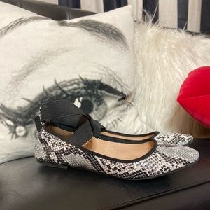 UO Strappy Ankle Snakeskin Flats